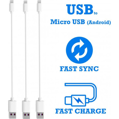 Timstool USB to microUSB 0.21 м 3 шт White (DC21-MU-WT)