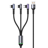 Usams U80 3in1 Right Angle 66W Fast Charging 6A 1.2m Black
