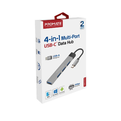 Promate 4-in-1 Multi-Port USB-C Data Hub Grey (litehub-4.grey)