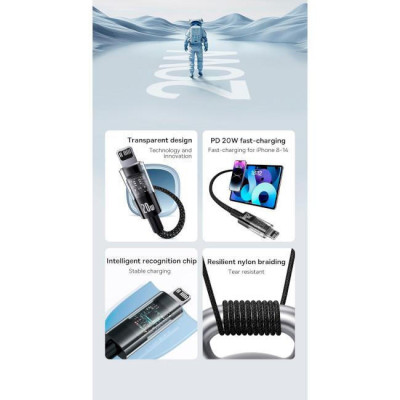 Baseus Gem Fast-Charging Data Cable USB Type-C to Lightning 20W 2m Galaxy Blue (P10373001311-01)