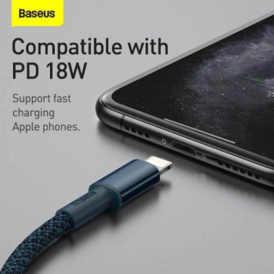 Baseus High Density Braided Fast Charging Data Cable Type-C to iP PD 20W 1m Blue (CATLGD-03)