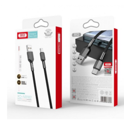 XO Type-C NB182 Zinc Alloy 2.4A 1.0m Black