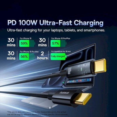 Baseus Explorer Charging Cable USB Type-C to USB Type-C 100W 1m Cluster Black (P10319703111-00)