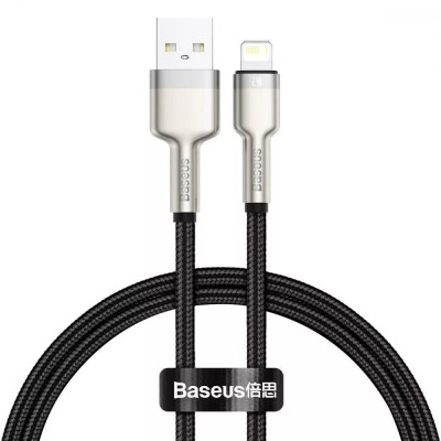 Baseus Cafule Series Metal Data Cable USB для IP 2.4A 0.25m Black (CALJK-01)