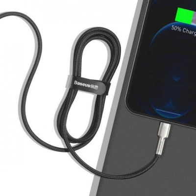Baseus Cafule Series Metal Data Cable USB для IP 2.4A 0.25m Black (CALJK-01)