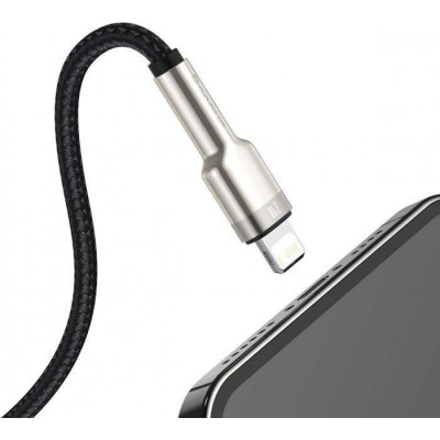 Baseus Cafule Series Metal Data Cable USB для IP 2.4A 0.25m Black (CALJK-01)