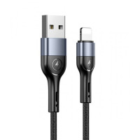 Usams Lightning U55 Aluminum Alloy Braided 2A 1.0m Black