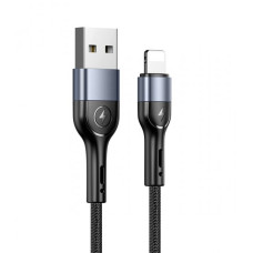 Usams Lightning U55 Aluminum Alloy Braided 2A 1.0m Black