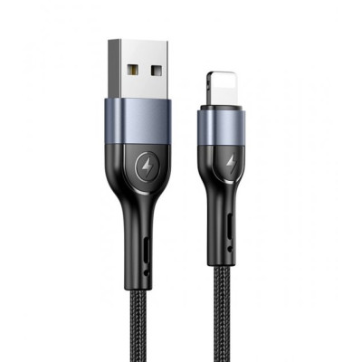 Usams Lightning U55 Aluminum Alloy Braided 2A 1.0m Black