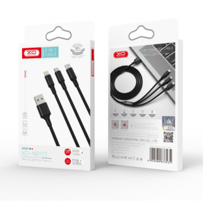 XO NB173 3in1 2.4A 1.2m Black