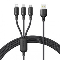 Baseus Silky One-for-Three Fast Charging Cable USB-A to M+L+C 100W 1.5m Black (P10377705123-00)