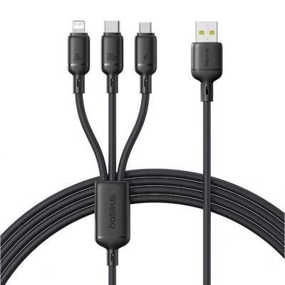 Baseus Silky One-for-Three Fast Charging Cable USB-A to M+L+C 100W 1.5m Black (P10377705123-00)
