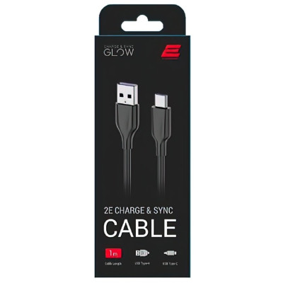 2E USB 2.0 to Type-C 1m Glow Black (2E-CCAC-BL)