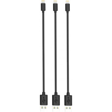 Timstool USB to Lightning 0.21 м 3 шт Black (DC21-LT-BL)