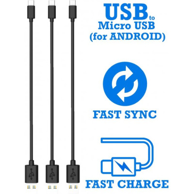 Timstool USB to microUSB 0.21 м 3 шт Black (DC21-MU-BL) Black