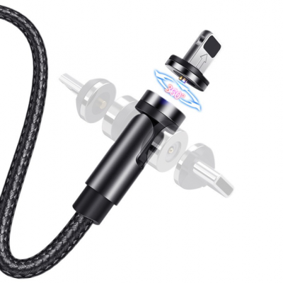 Usams Lightning U59 Rotatable Magnetic 2.4A 1.0m Black