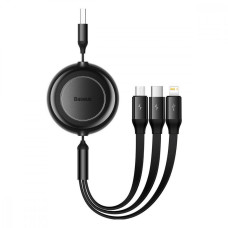 Baseus Bright Mirror 2 Retractable 3-in-1 Fast Charging Data Cable 1.1m Black (CAMJ010001)