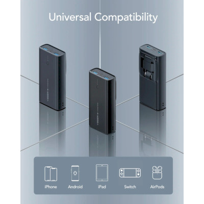 VEGER ACE100 1xUSB-C, 2xUSB-A, PD20W, QC3.0 10000mAh Black (1283126559143)