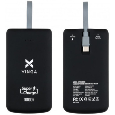 Vinga 10000 mAh Black (VPB1SQSCBK)