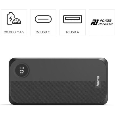 HAMA 20000mAh Black (00201755)