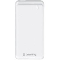 ColorWay 10000 mAh Slim USB QC3.0 + USB-C Power Delivery 18W White (CW-PB100LPG3WT-PD)
