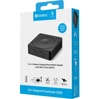 Sandberg 3in1 Magnet 5000mAh Black (421-28)
