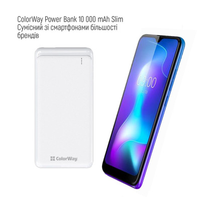 ColorWay Slim 10000mAh White (CW-PB100LPF2WT)