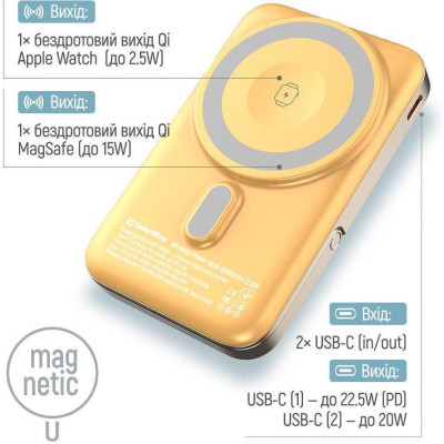 ColorWay 10000mAh 22.5W MagSafe Amber (CW-PB100LPA2Y-WPDD)