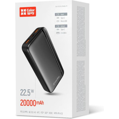 ColorWay 20000mAh 22.5W Black (CW-PB200LPB4BK-PD)