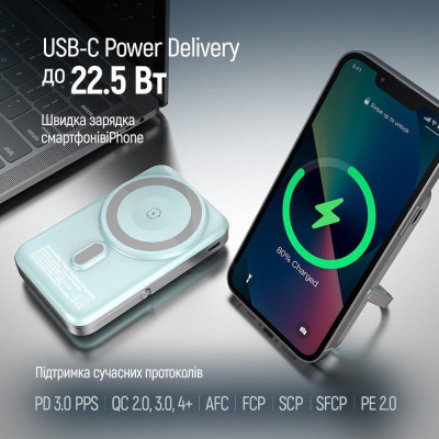 ColorWay 10000mAh 22.5W MagSafe Aquamarine (CW-PB100LPA2MT-WPDD)