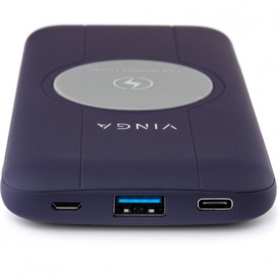 Vinga 10000 mAh Wireless QC3.0 PD soft touch purple (BTPB3510WLROP)
