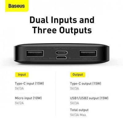 Baseus Bipow Digital Display 10000mAh 15W Black (PPDML-I01)