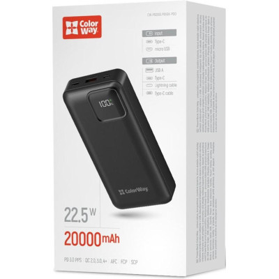 ColorWay 20000mAh Optimal Power Black (CW-PB200LPB5BK-PDD)