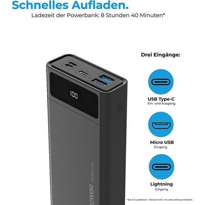 RealPower PB-20k PD Powerbank 20000mAh Black