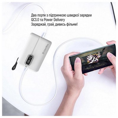 ColorWay 10000 mAh Full power USB QC3.0 + USB-C Power Delivery 22.5W (CW-PB100LPK2WT-PDD)