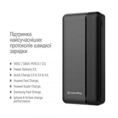 ColorWay 30000 mAh High-power 22.5W Black (CW-PB300LPA3BK-PD)