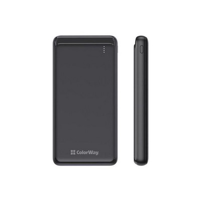 ColorWay 10000 mAh Slim USB QC3.0 + USB-C Power Delivery 18W Black (CW-PB100LPG3BK-PD)