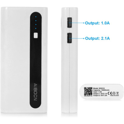 Power Bank 10000 mah with flashlight (white)