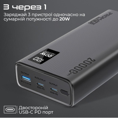 Promate Bolt-20PD 20000mAh Black (bolt-20pd.black)
