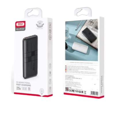 XO Power Bank PR187 2USB+Type-C QC&PD3.0 22.5W 10000mAh Black