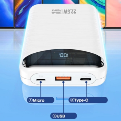 REMAX Ritry II Series 22.5W PD+QC Charging Power Bank 20000mAh RPP-68 White