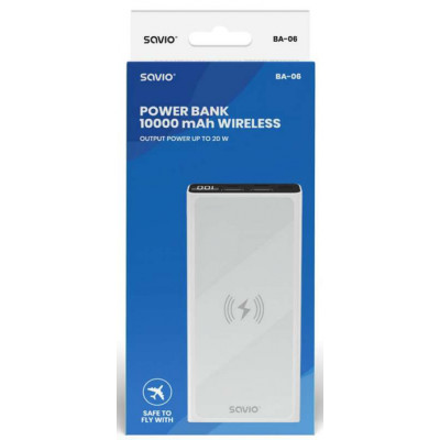 Savio BA-06 10000 mAh White Wireless