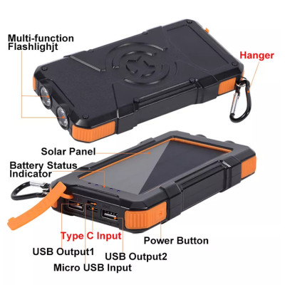 PowerPlant 20000mAh PD/18W QC3.0 USB-C USB-A*2 Wireless Solar panel (PB930487)