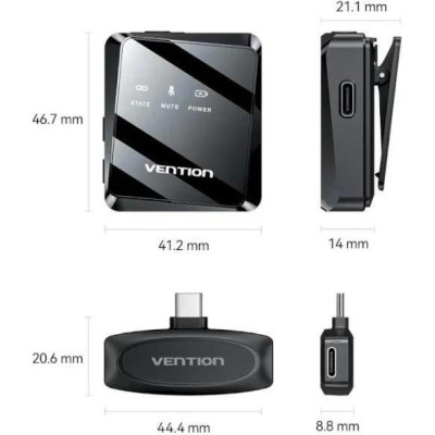 Vention USB-C 2-Pack Wireless Lavalier Black (NCBB0)