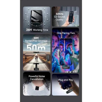 Vention USB-C 2-Pack Wireless Lavalier Black (NCBB0)