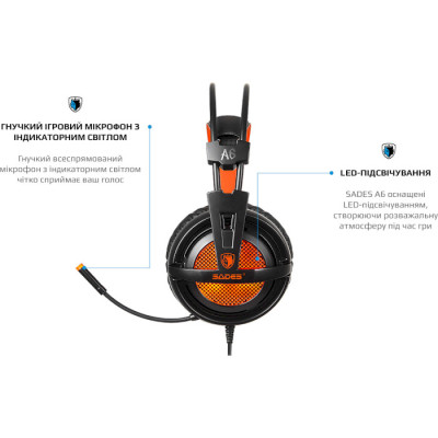 Sades A6 7.1 Virtual Surround Black/Orange (SAA6BOU)