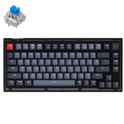 Keychron V1 84 Key QMK Gateron G PRO Blue Hot-Swap RGB Carbon Black (V1B2_KEYCHRON)