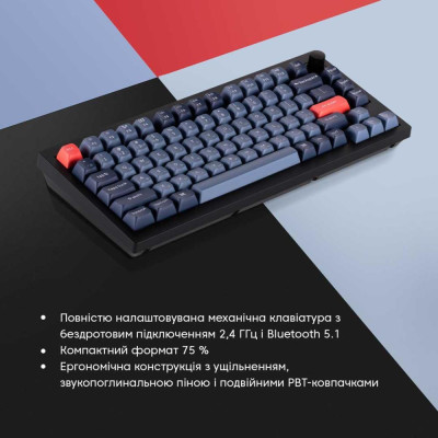 Keychron V1 Max 84 Key RGB Hot-Swap Gateron Jupiter Red Knob Carbon Black (V1MD1_KEYCHRON)