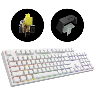 Dark Project One KD104A White PBT Gateron Mechanical Yellow (DPO-KD-104A-100100-GYL)