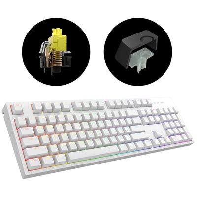 Dark Project One KD104A White PBT Gateron Mechanical Yellow (DPO-KD-104A-100100-GYL)
